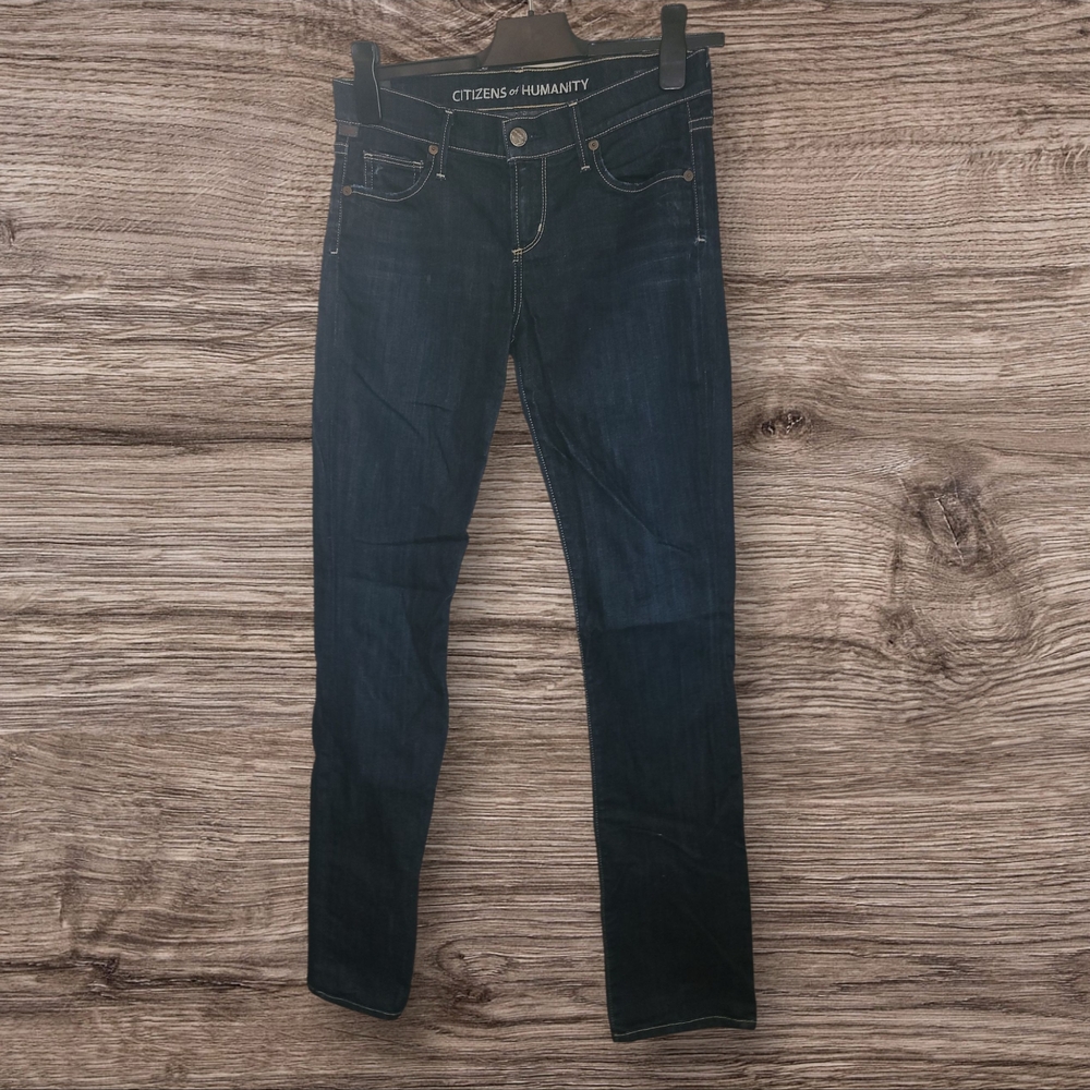 Citizens of Humanity Ava Low Rise Straight Leg Dark Wash Denim Jeans
